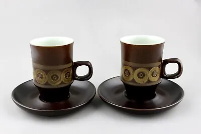 Buy Vintage Denby Arabesque Pottery Coffee Mugs Tall Cups & Saucers X 2 Excellent! • 19.50£
