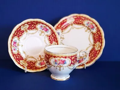 Buy Queen Anne Regency Red Cup,Saucer And Plate Trio • 15£
