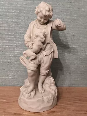 Buy PARIAN/Bisque Figure, Classical Boy With Dog A/F • 5£