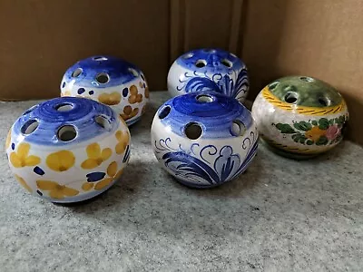 Buy 5 Flower Frogs Pottery Made In Italy Hand Painted • 48.03£