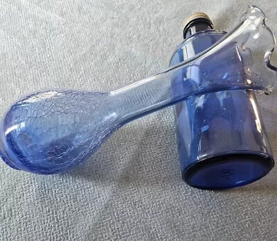 Buy Hand Blown Vintage Crackle Cracked Glass 8  Vase With Cobalt Blue Glass Bottle M • 11.53£