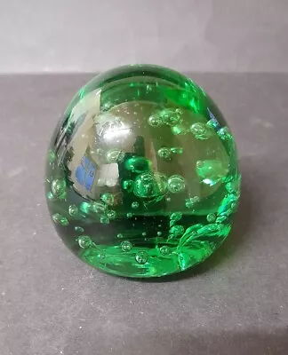 Buy Antique 19th Century Victorian Green Glass Dump Paperweight Air Bubbles  • 30£