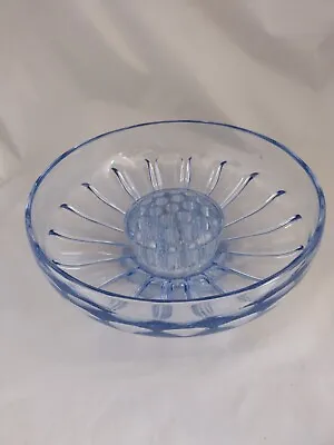 Buy Vintage Bagley - Art Deco - Queen's Choice - Blue Glass Bowl With Flower Frog • 24.99£
