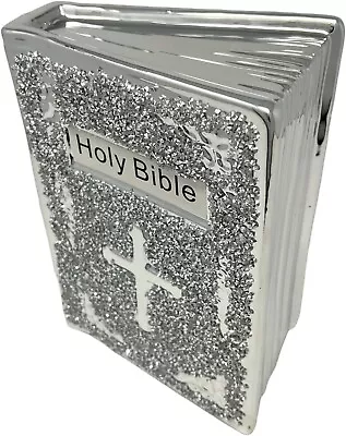 Buy Crushed Diamond Silver Holy Bible Book Sparkle Ornament Home Décor Bling UK Post • 21.99£
