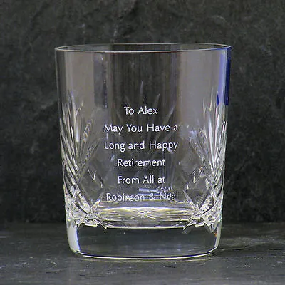 Buy Personalised 24% Lead Cut Crystal Whisky Glass Retirement Gift Box Engraved • 14.99£