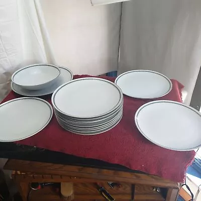Buy 14 Pc. Mikasa Starlight 5560 Dinnerware Set White Blue Multiple Plates And Bowls • 125.01£
