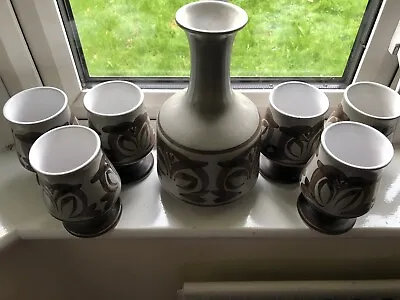 Buy Cinque Ports Pottery The Monastery Rye - Carafe And Six Goblets. 1960’s • 9.99£
