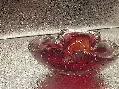 Buy Cranberry Glass Controlled Bubble Bowl • 5£