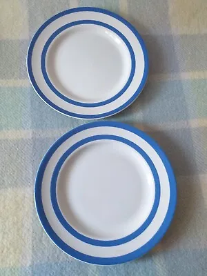 Buy X2 Vintage Cornishware Blue And White Dinner Plates • 8£