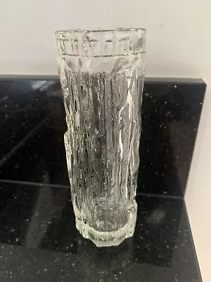 Buy Small Vintage Bark Effect Whitefriars Style Glass Vase -clear • 6.99£