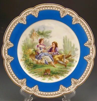 Buy Sevres France Watteau Scene Celeste Blue Gold 8.25  Plate • 191.81£