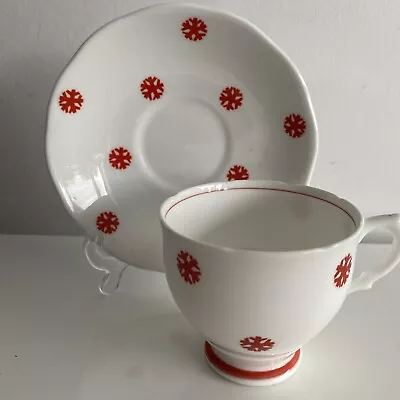 Buy Vintage Grays Pottery Stoke-on-Trent Tea Cup & Saucer Red Snowflake Bone China • 5.99£