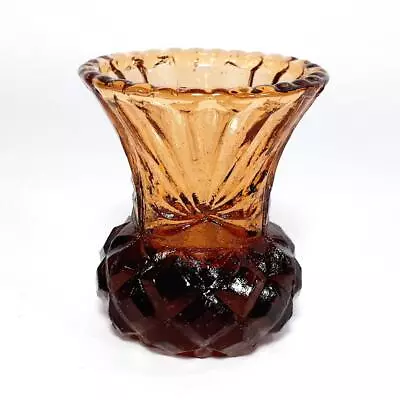 Buy Antique Art Deco Depression Era Amber Glass Thistle Flower Posy Bud Vase • 25.35£