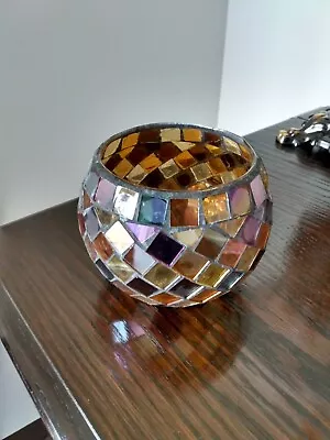 Buy Glass Mosaic Candle Holder Tealight Colourful Reflective Moroccan Style • 6£