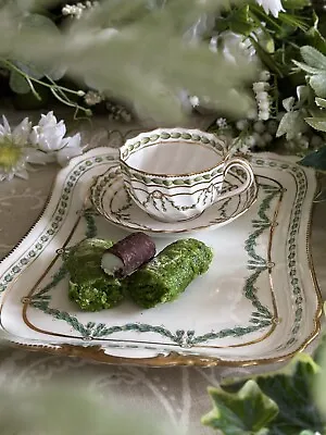 Buy Antique Copelands Spode Teacup & Saucer Green Garland And A Pointons Tray • 85£