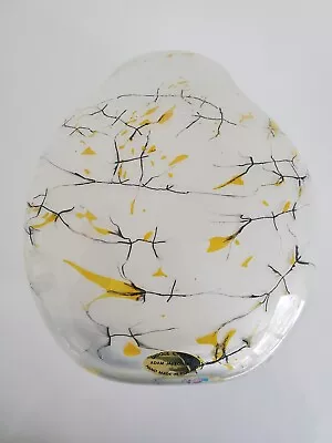 Buy Vintage Signed Adam Jablonski White Cased Art Glass Vase Crackled Design 9  Tall • 122.01£