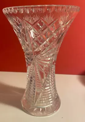 Buy Crystal Floral Glass Vase, Vintage, Decorative, Glassware, Heavy • 19.99£