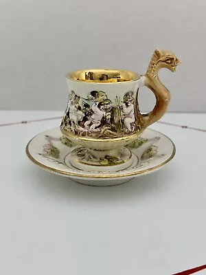 Buy R. Capodimonte Italy Vintage 1950's Dragon Cherub Teacup Saucer Porcelain • 42.63£