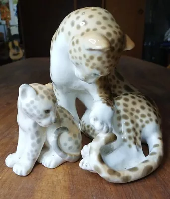 Buy Lomonosov Porcelain Leopard And Cub Figurines USSR Animal Ornaments   • 60£