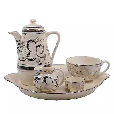 Buy English Tea Set Susie Cooper Pottery Gray Silver Lustre Deco Circa 1930s • 120£