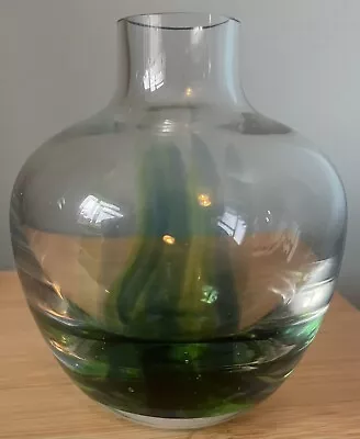 Buy Vintage Caithness Oban Green & Blue Swirled Art Glass Vase Squat Bulbous Vase • 9.99£