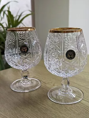 Buy Vintage Cuchulainn Crystal Pair Large Brandy Glasses 5 1/2  Gorgeous Signed 1sts • 16.75£