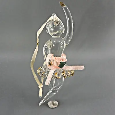 Buy Ballet Dancer Ballerina Spun Blown Glass Christmas Ornament Gold Trim 4 H (D-12) • 12.17£