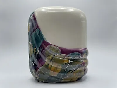 Buy Rueven Ceramics Hand Painted By Nouveau Art Glass Co Vase 5.5  X 5” Purple Blue • 29.18£