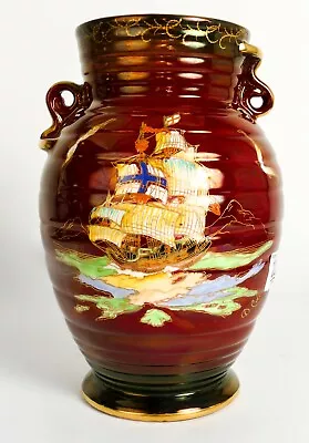 Buy Stunning Crown Devon Red Lustre Fieldings Galleon Vase 525y Made In The UK!  • 195£