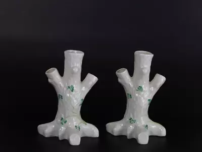 Buy Beleek China Parian Tree Vases 13th Mark Shamrock Design Irish • 22.99£
