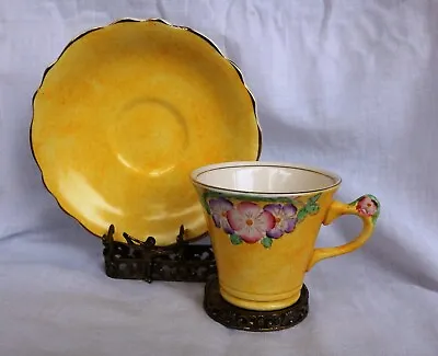 Buy Vintage James Kent Fenton Flower Handle Deco Yellow Tea Cup And Saucer England • 42.68£