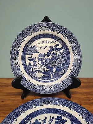 Buy Churchill China, Blue Willow, Dinner Plates 10 1/4”, 2 Ea. Older Black Lion Logo • 18.95£