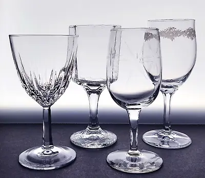 Buy Vintage Crystal Wine Glasses Water Goblets Mismatched Glassware Set Of 4 • 31.30£