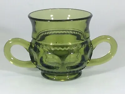 Buy Vtg. Kings Crown Open SUGAR BOWL By Indiana Glass Avocado Olive Green Handles • 11.76£