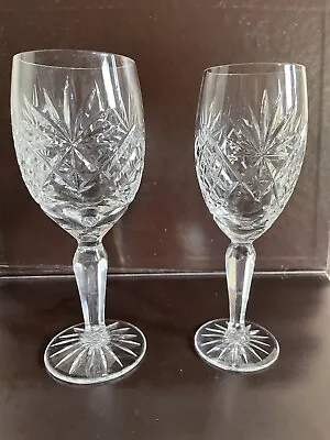 Buy 2 X Bohemia Crystal Cut Glasses Diana Pattern Claret Wine Glass & Water Goblet • 12.50£