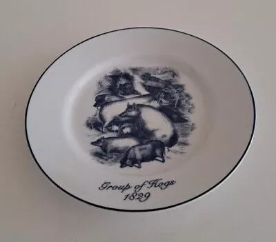 Buy NORFOLK China Norfolk Ware Group Of Hogs 1829 Plate Blue & White 17.5cm Vintage • 12.50£