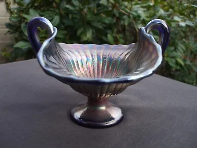 Buy Carnival Glass.Fenton Blue Stippled Rays Whimsey From Sugar Bowl. • 45£