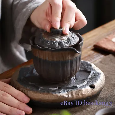 Buy Lotus Fragrance Tea Pot Purple Sand Gilded Iron Glazed Tea Set Hand Grab Pot • 32.63£