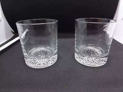 Buy Two Vintage Glass Tumblers Heavy With Beautiful Indented Tree Bark Design Base • 16.95£