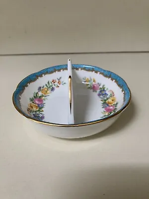 Buy Fine Bone China Crown Staffordshire Flowers Divided Double Trinket Dish England • 18.43£