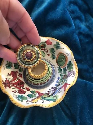 Buy Faience Majolica Art Pottery Dish With Lid - Possibly For Candle? • 9.99£