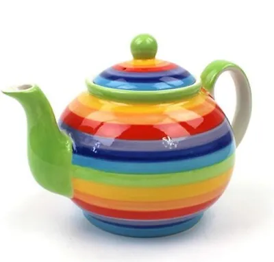 Buy Windhorse Rainbow Stripe Large Ceramic Teapot 1 Litre Capacity • 19.95£