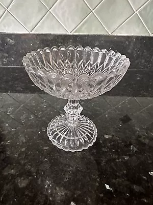 Buy Vintage Clear Cut Glass Footed Bowl • 22.50£