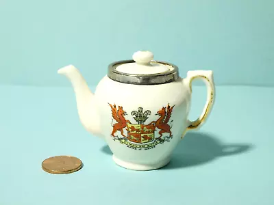 Buy Art Deco Silver Miniature Teapot Crested China Wales Crest Ware 1927 GEMMA • 39£