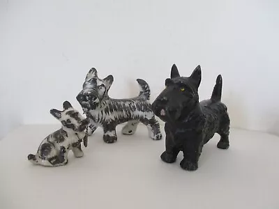 Buy Antique /Vintage Figures Of Scottie Dogs. Cold Painted Spelter & Porcelain Dogs • 4.99£