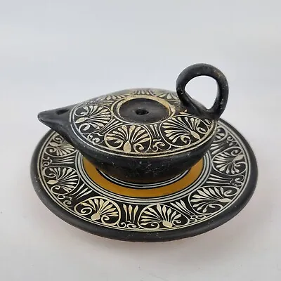 Buy Vintage Maria Archangelos Rhodes Greece Pottery Oil Lamp And Saucer • 39£