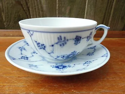 Buy Royal Copenhagen - Blue & White  Fluted Plain Lace Tea Cup  & Saucer #2 • 45£