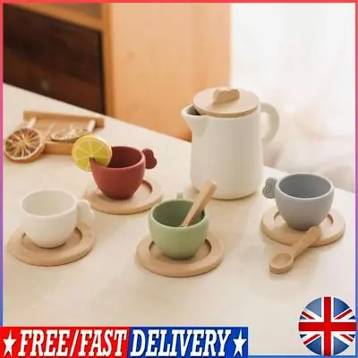 Buy 9pcs/10pcs Pretend Play Tea Set Role Play Wooden Tea Set For Kids (9pcs) #F • 13.63£