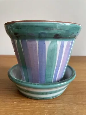 Buy Vintage Tintagel Pottery Small Striped Planter & Under Dish • 20£