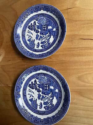 Buy VTG Johnson Brothers England Willow Blue & White 2 Saucers READ DESCRIPTION • 16.93£
